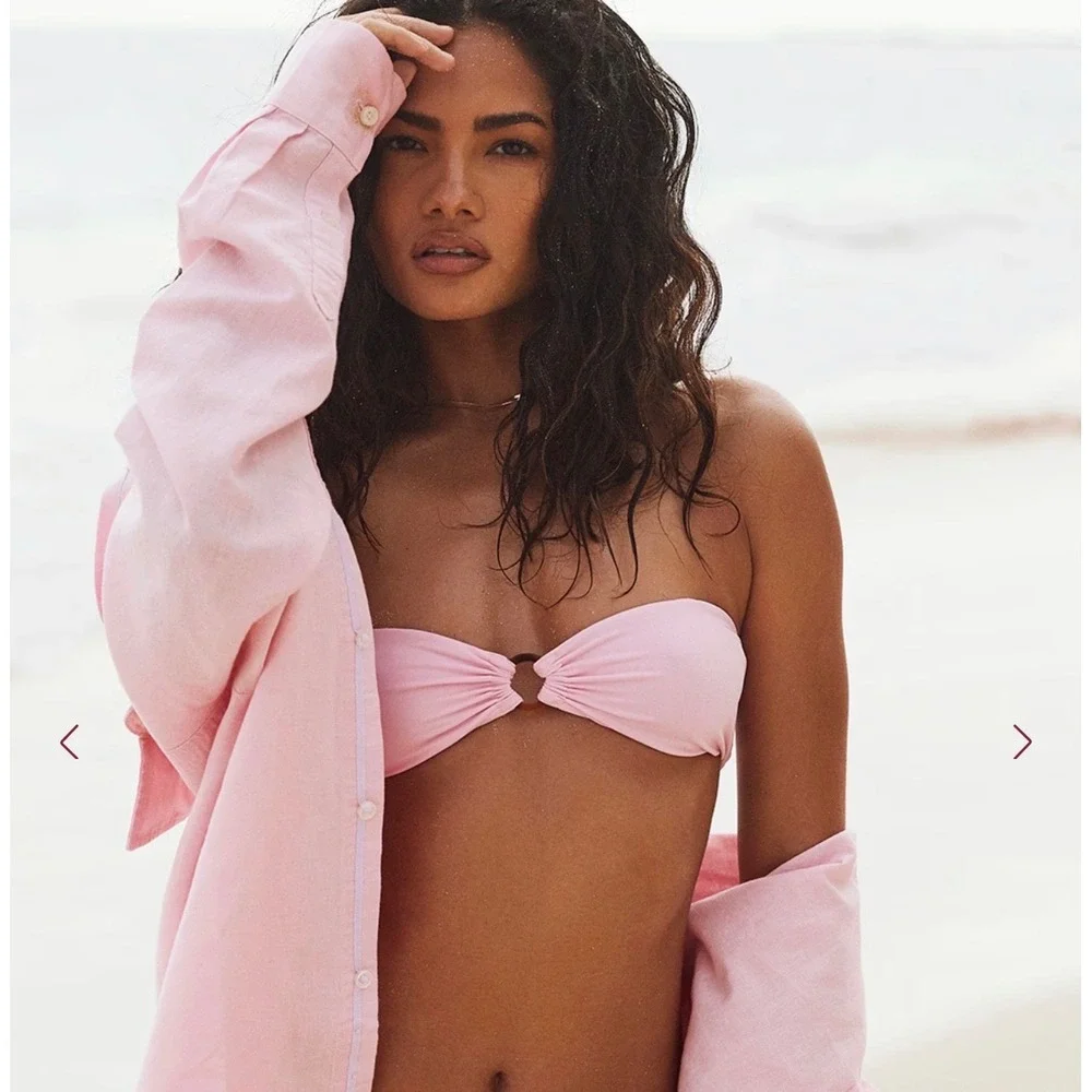 NWT House of CB Bikini Top Medea Blossom Pink Bandeau Ring Front size‎ Medium